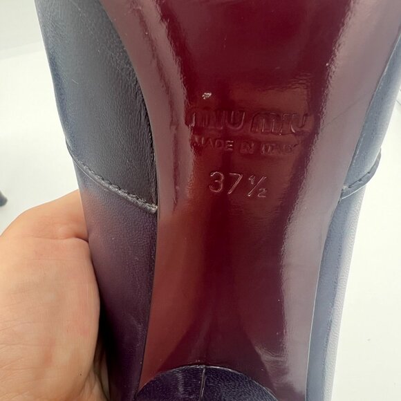 Miu Miu Eggplant Leather Ankle Boots Size 37.5 (US 7.5) - Picture 9 of 12